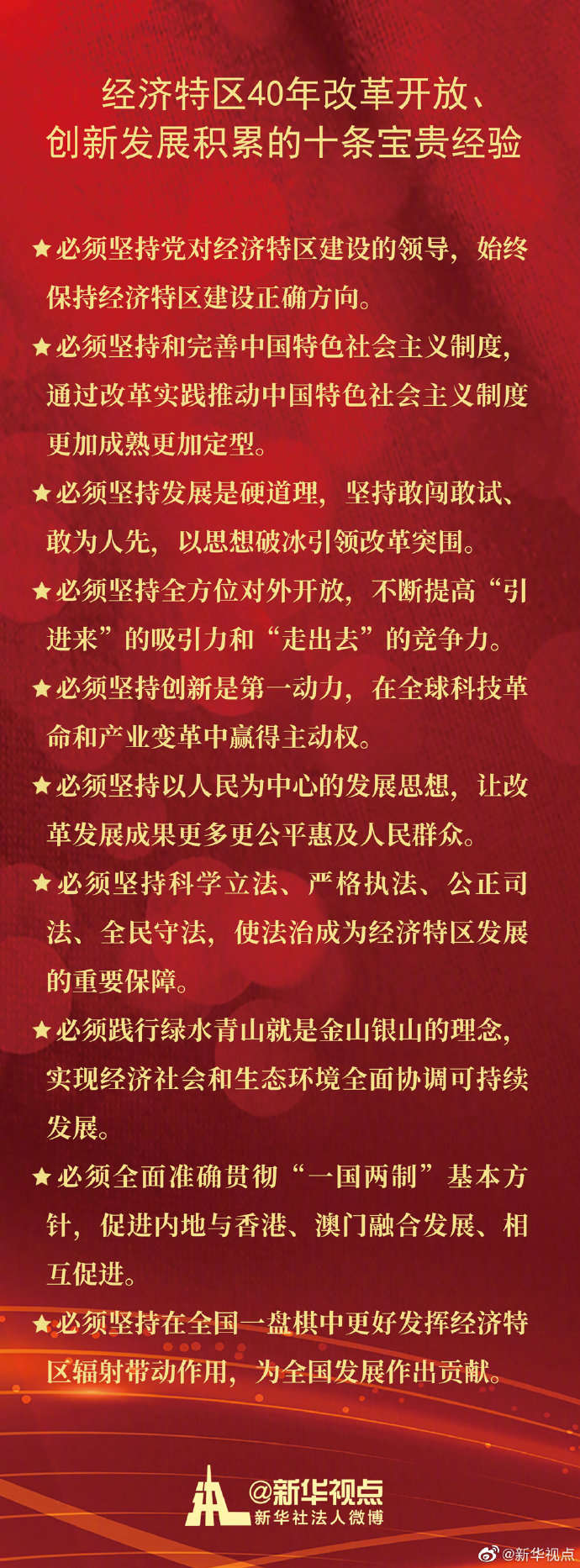 习近平：经济特区40年改革开放、创新发展积累十条宝贵经验