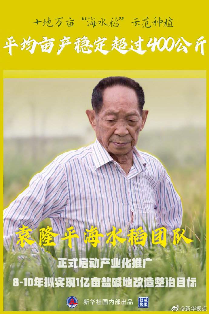 袁隆平团队启动海水稻产业化推广，拟实现“亿亩荒滩变良田”