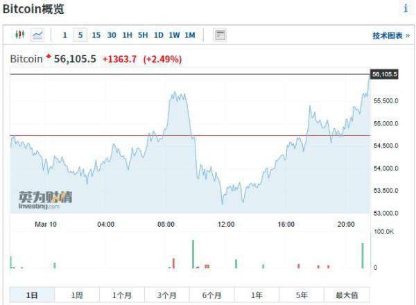 比特币又疯了！破56000美元，8.5万人爆仓