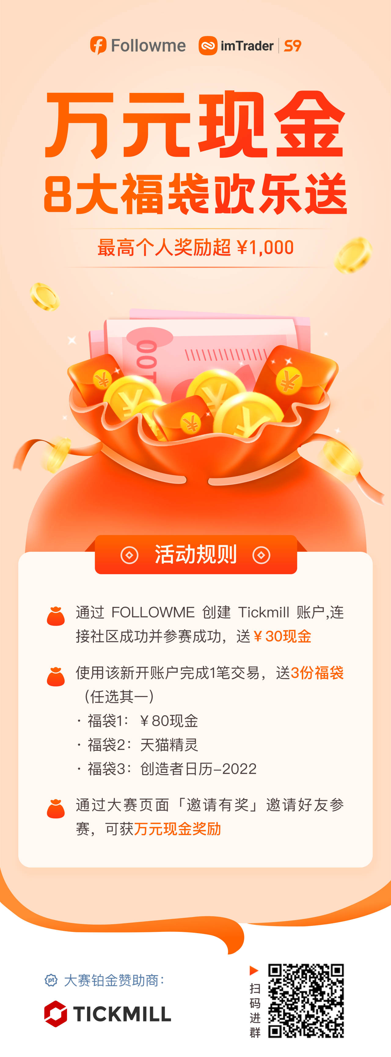 百元红包+天猫精灵/创造者日历，Tickmill 再添一份！