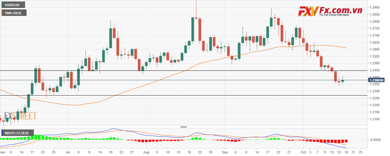 USD/CAD thoát khỏi mức thấp nhất trong nhiều tháng khoảng 1,2350