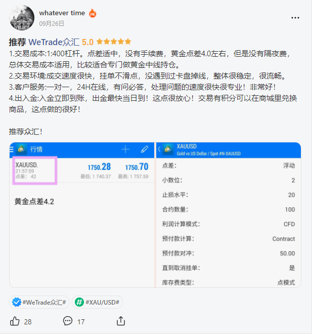 口碑调查 | 在WeTrade众汇交易,出金要几天到账?