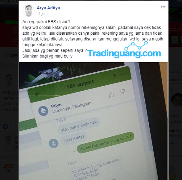 Broker FBS Scam! WD Klien Ditolak Berulang Kali Dengan Alasan Yang Kurang Jelas