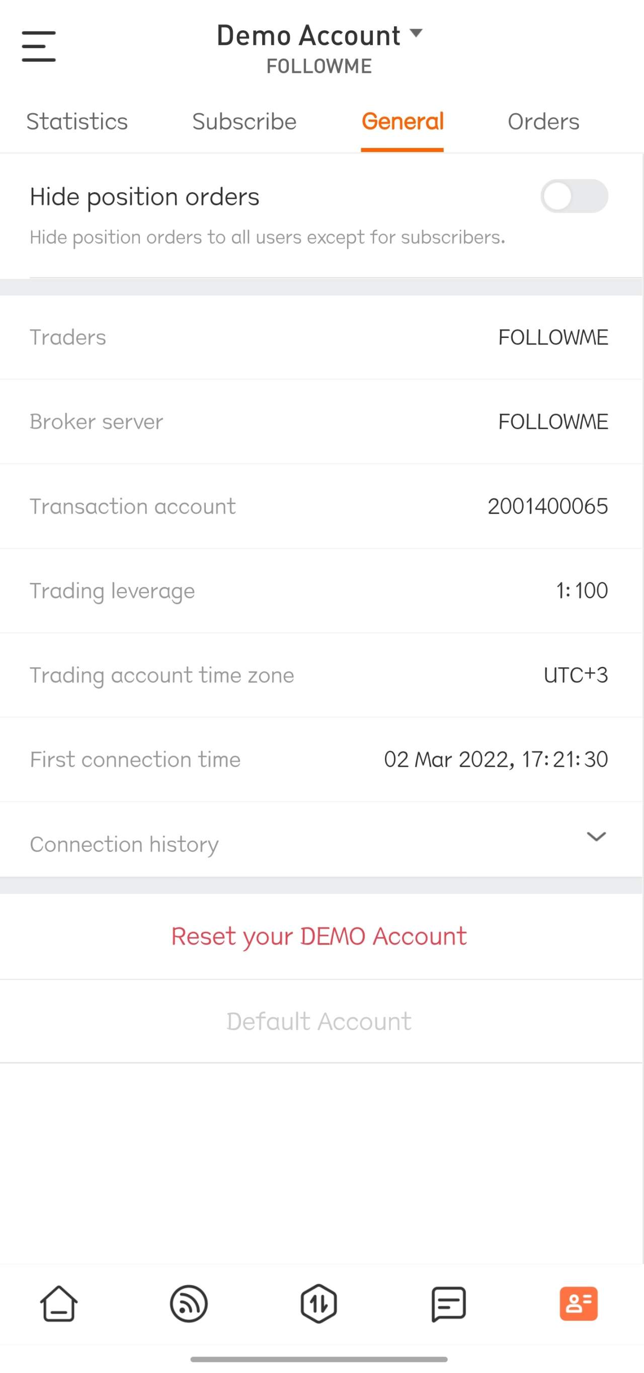 FOLLOWME Version Update： Newly added Data module, support to reset DEMO Account