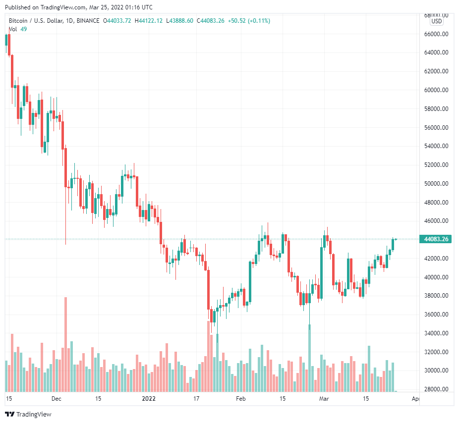 Bitcoin đạt $44K nhưng phe bò cần biến mức này thành hỗ trợ để tăng cao hơn