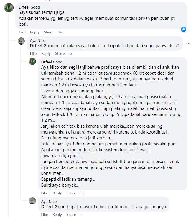 Salah Satu Nasabah PT Best Profit, Merasa Tertipu dan Digantungkan