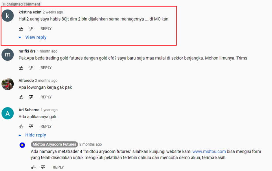 Manager PT Midtou Lakukan Margin Call Pada Nasabahnya Sebanyak Rp 80 Juta