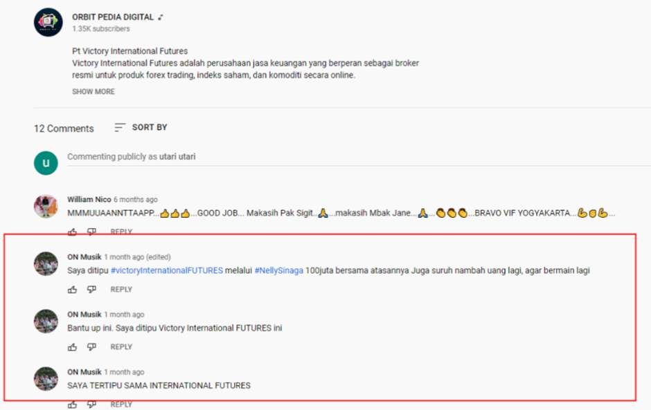 Dugaan Penipuan PT Victory International Futures Pada Nasabahnya, Total Kerugian 100 Juta!