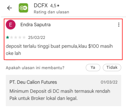 Minimal Deposit di DCFX Terlalu Tinggi!