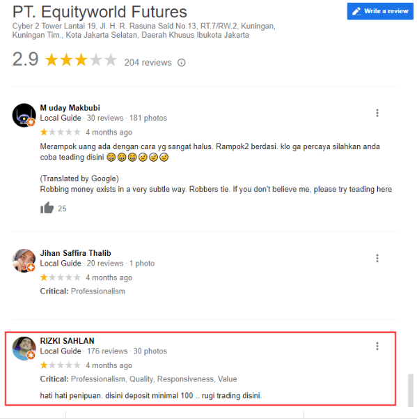 EWF Broker Penipu