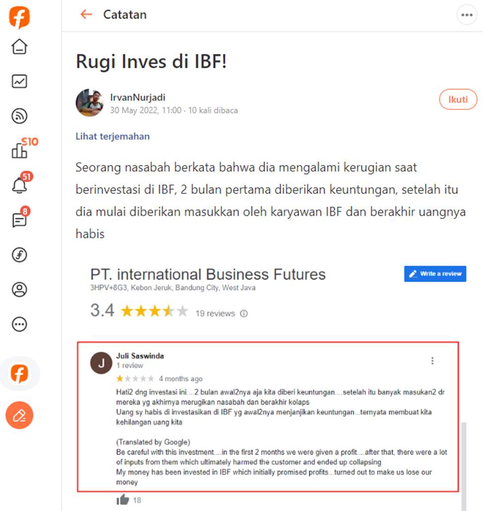 Hati - Hati Investasi di IBF Bikin Rugi!