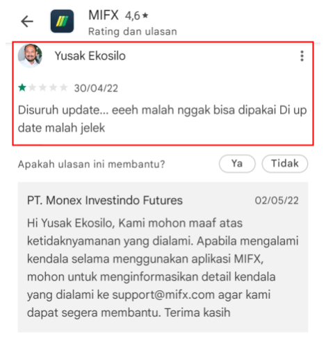 Aplikasi MIFX Mengecewakan