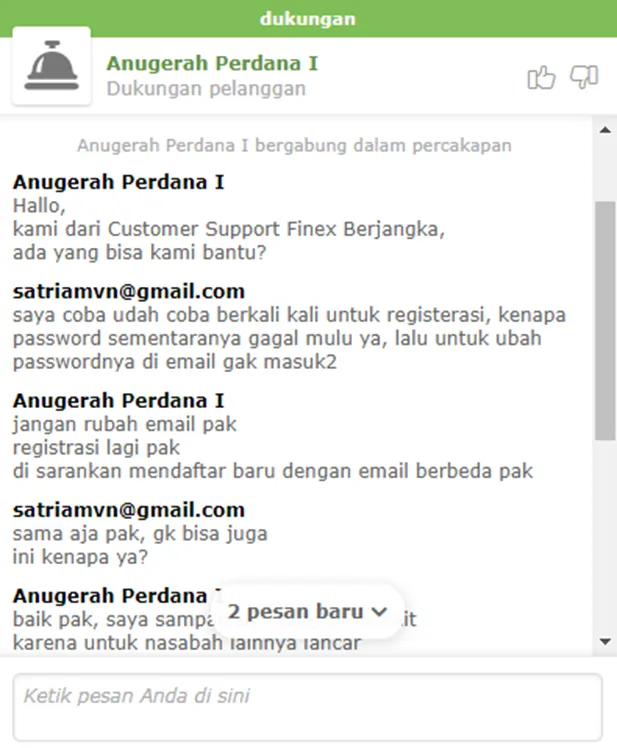 Trader Keluhkan Registerasi di Finex Selalu Gagal!