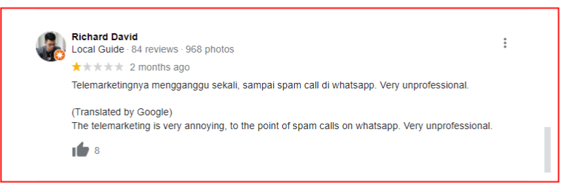 Telemarketing Cyber Futures Sangat Menganggu Nasabah
