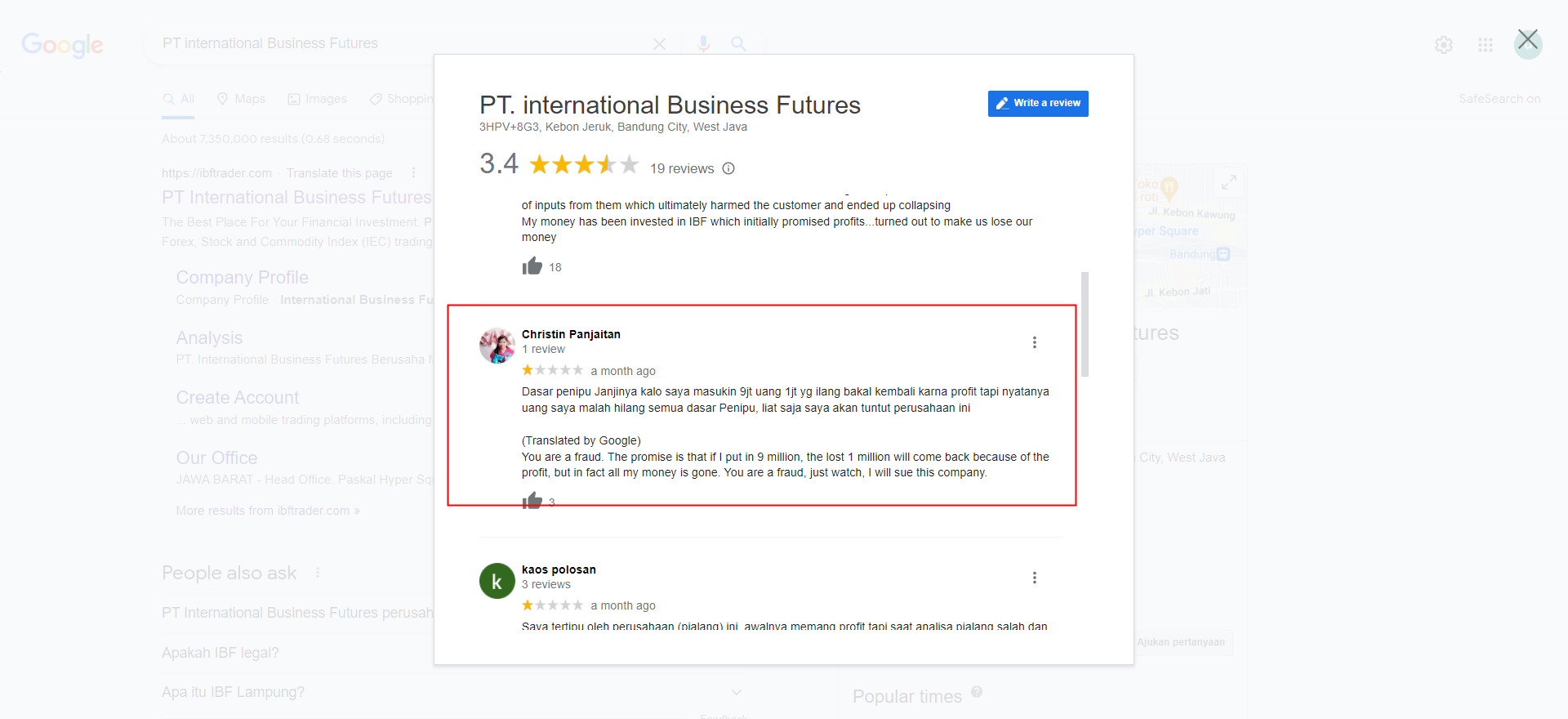 International Business Futures Menipu Nasabah?