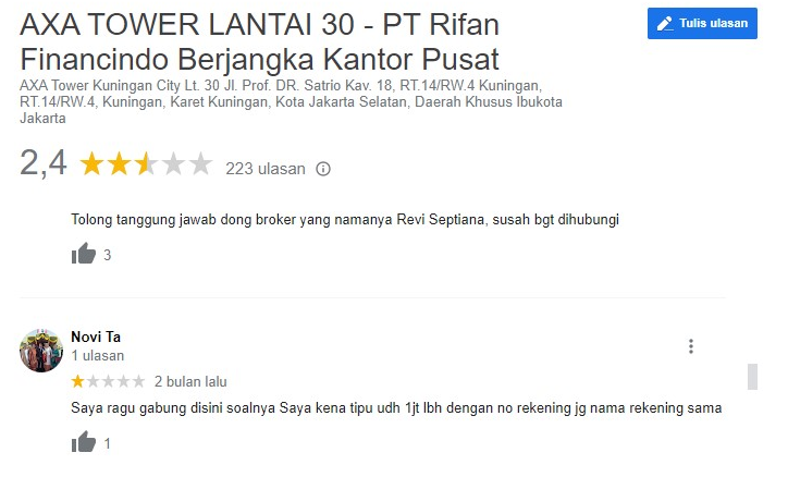 Tertipu Trading di Rifan Berjangka