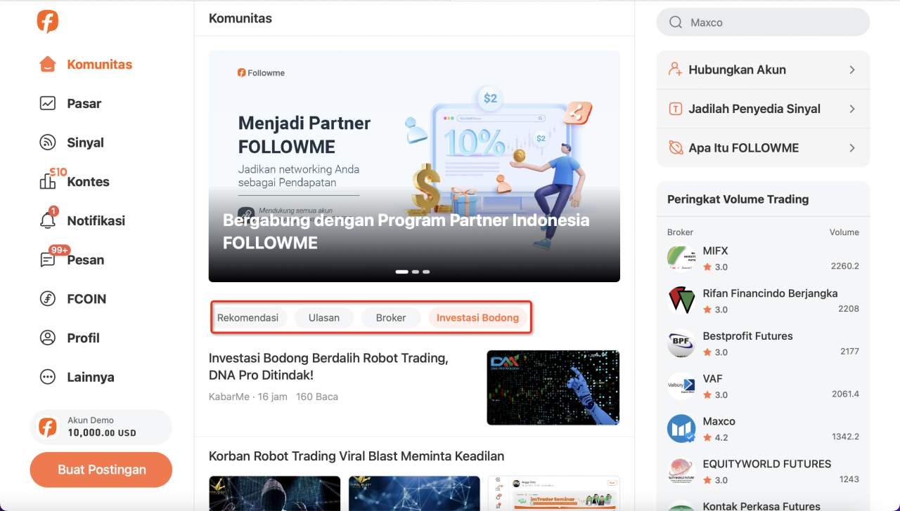 Pembaharuan FOLLOWME | Ulasan Baru untuk Broker