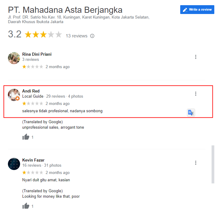 Sales Mahadana Berperilaku Tidak Sopan Kepada Nasabahnya !!