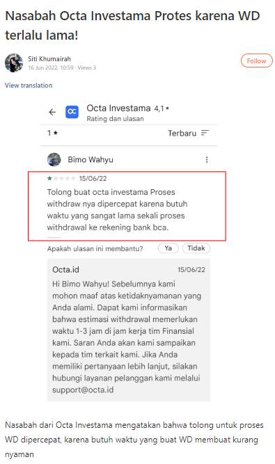 Proses WD Octa Investama Berhari – hari? Yuk Kita Simak Selengkapnya...