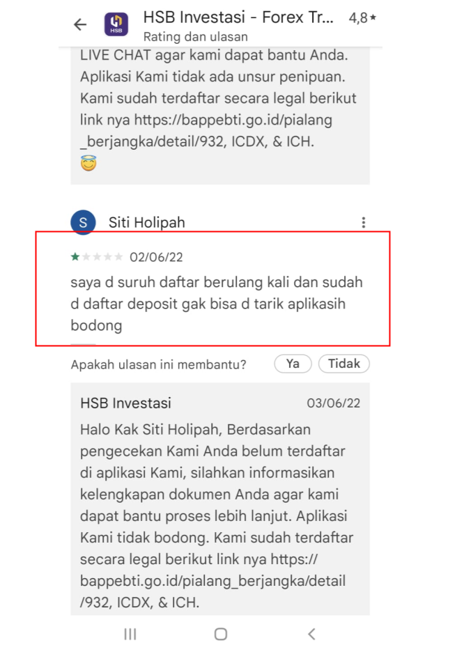 Aplikasi Investasi HSB Bodong?