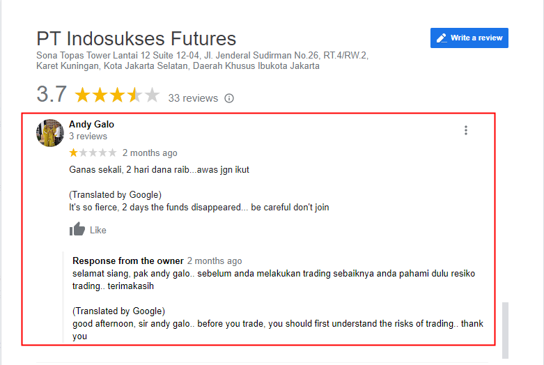 GILA! Dana Nasabah Raib Invest di Indosukses Futures