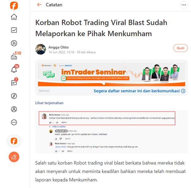 Korban Robot Trading Viral Blast Meminta Keadilan