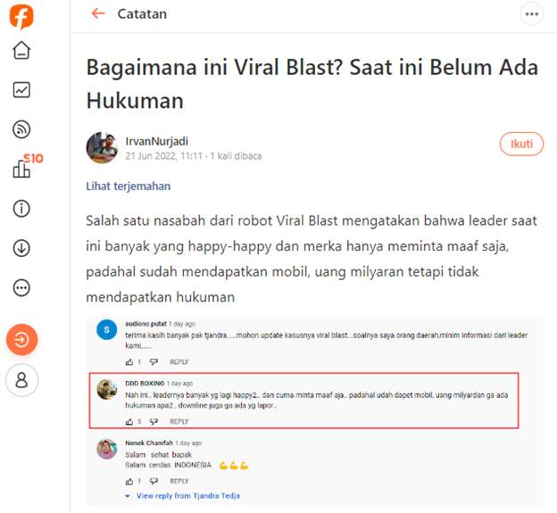 Kasus Robot Trading Viral Blast Segera Disidang 