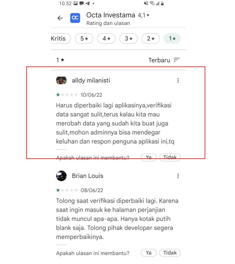 Seorang Nasabah Sulit Melakukan Verifikasi Data di Octa Investama!