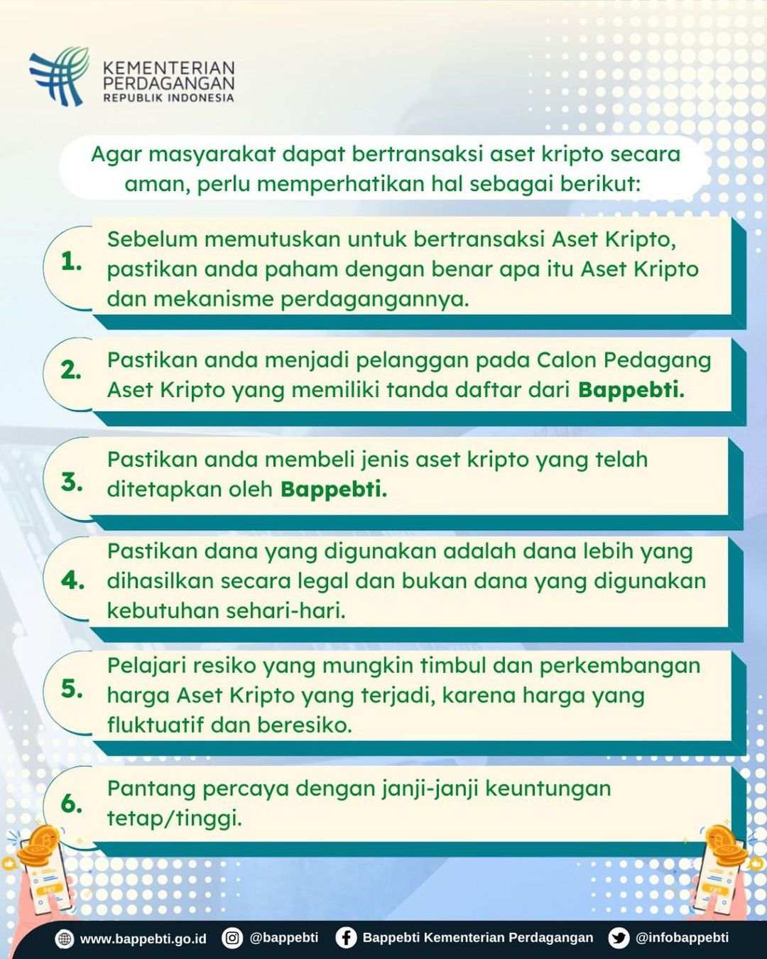 5 Tips Aman Transaksi Aset Kripto dari BAPPEBTI