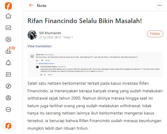 Rifan Financindo Kembali Dilaporkan ke Bareskrim, Diduga Menipu Rp 600 Juta