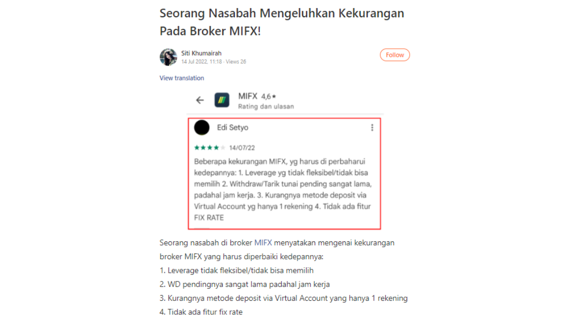 Broker MIFX Banyak Kekurangan? Begini Tanggapan MIFX