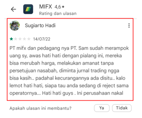 Nasabah Merasa Ada Kecurangan Pada Broker MIFX