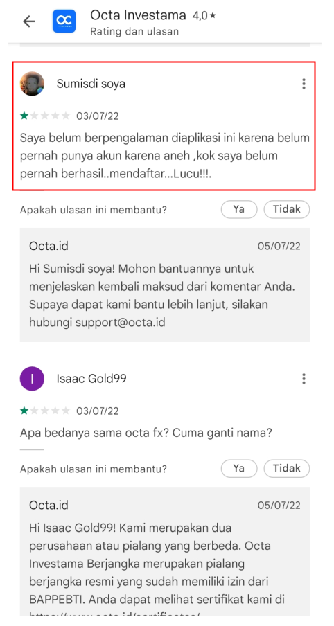 Selalu Gagal Dalam Mendaftar di Octa Investama!