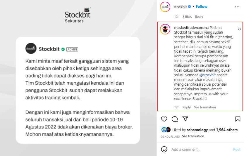 Stockbit Kerap Melakukan Maintenance Pada Saat yang Tidak Tepat