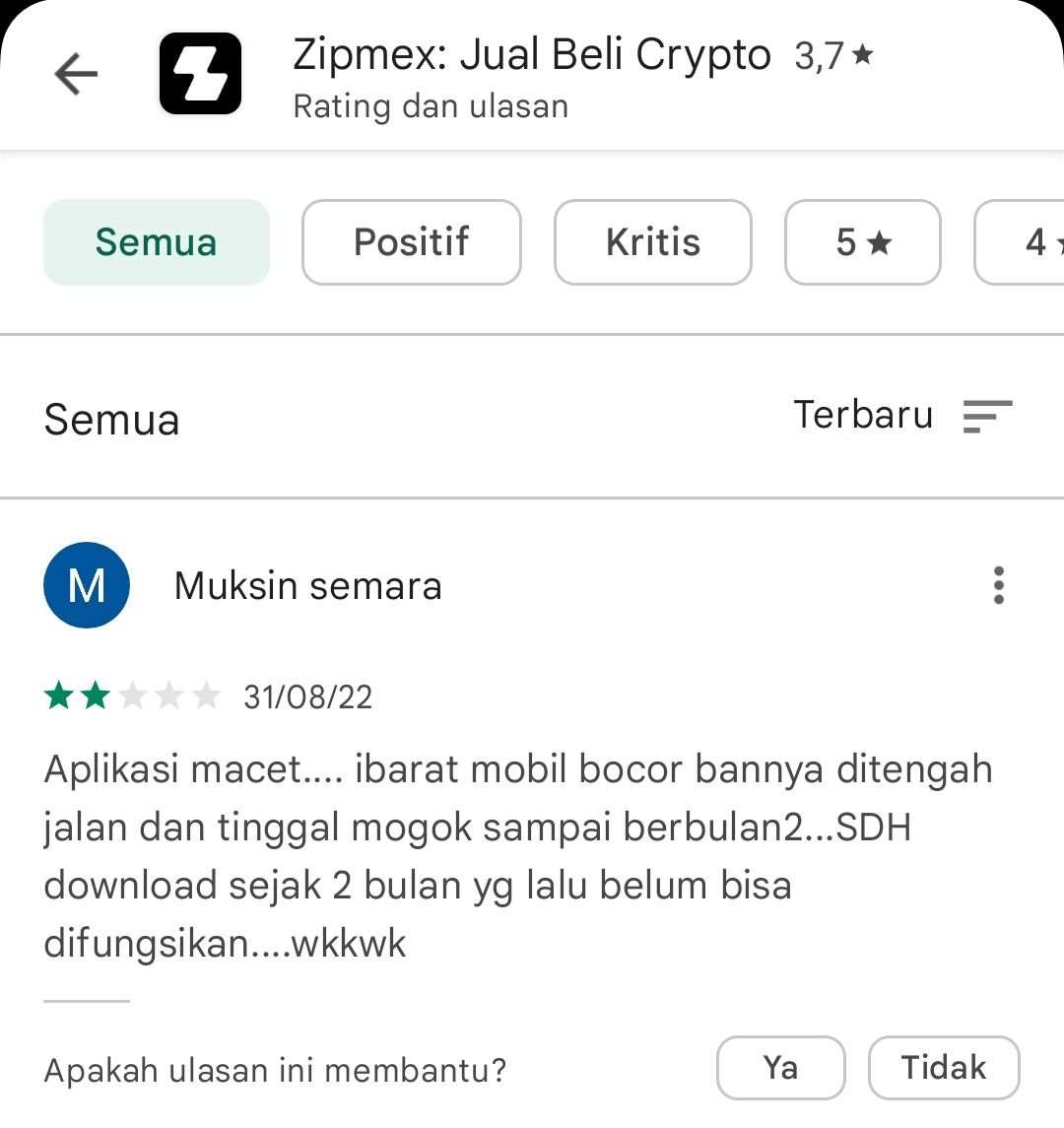 Aplikasi Zipmex Terlalu Sering Eror!, Hingga Tidak Bisa Digunakan