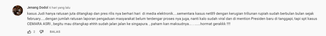 Tolong Usut Tuntas Kasus Net89!!