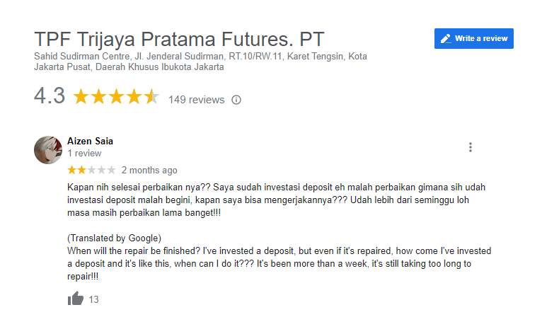 TPFx Maintenance Hingga Berminggu-minggu, Hingga Membuat Nasabah Merugi
