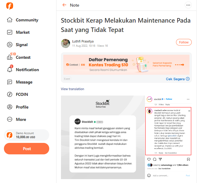 Terulang Kembali Stockbit Melakukan Maintenance pada Sistem!