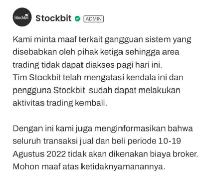 Terulang Kembali Stockbit Melakukan Maintenance pada Sistem!