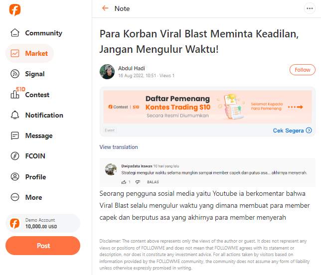 Kelanjutan Kasus Robot Trading Viral Blast, Para Korban Kompak Kawal Sidang Perkara