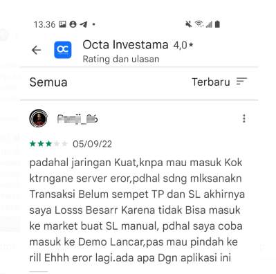 Server Error, Nasabah Octa Investama Rugi Besar-Besaran? 