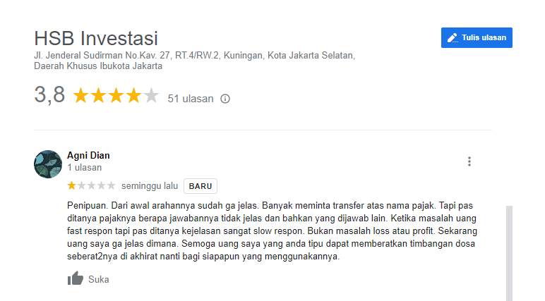 Jahat! Oknum HSB Investasi Tipu Nasabah