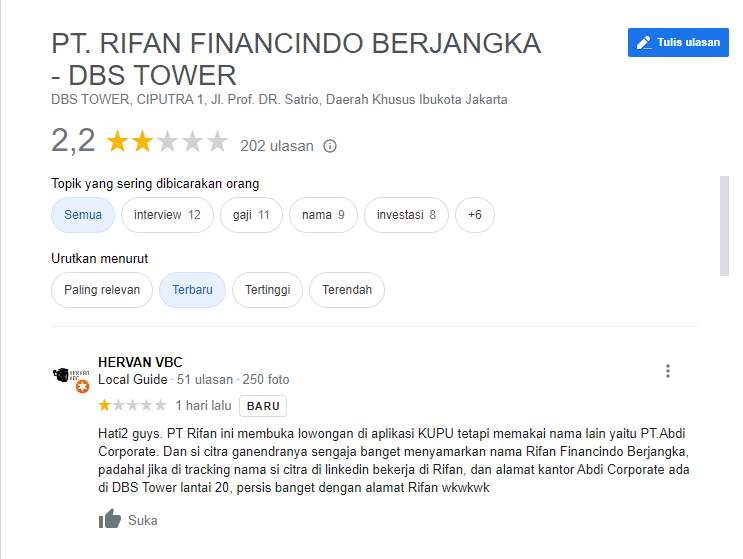Hati-Hati Tertipu dengan Lowongan Kerja PT Rifan Financindo