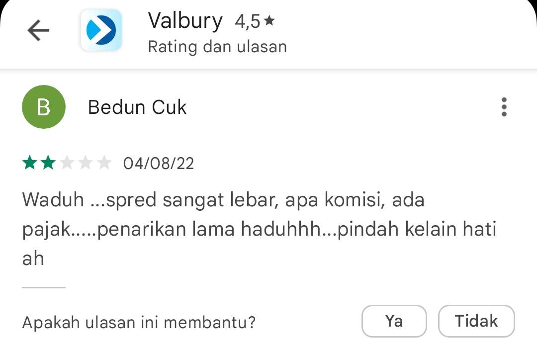 Terlalu Banyak Potongan Trading di Broker Valbury