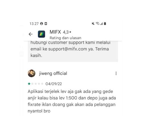 Seorang Nasabah Merasa Tidak Puas dengan Leverage yang Disediakan oleh MIFX!!