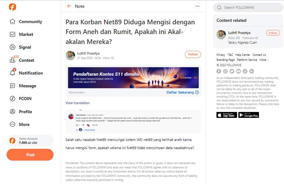 Pengakuan Seorang Korban, Terhadap Dugaan Penipuan Dana Investasi Rp 10 Triliun Milik Nasabah Net89