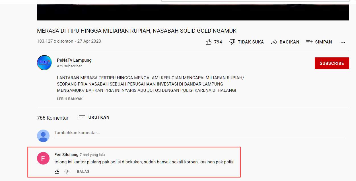 Tolong Bekukan Kantor Pialang SGB, Sudah Banyak Sekali Korban!