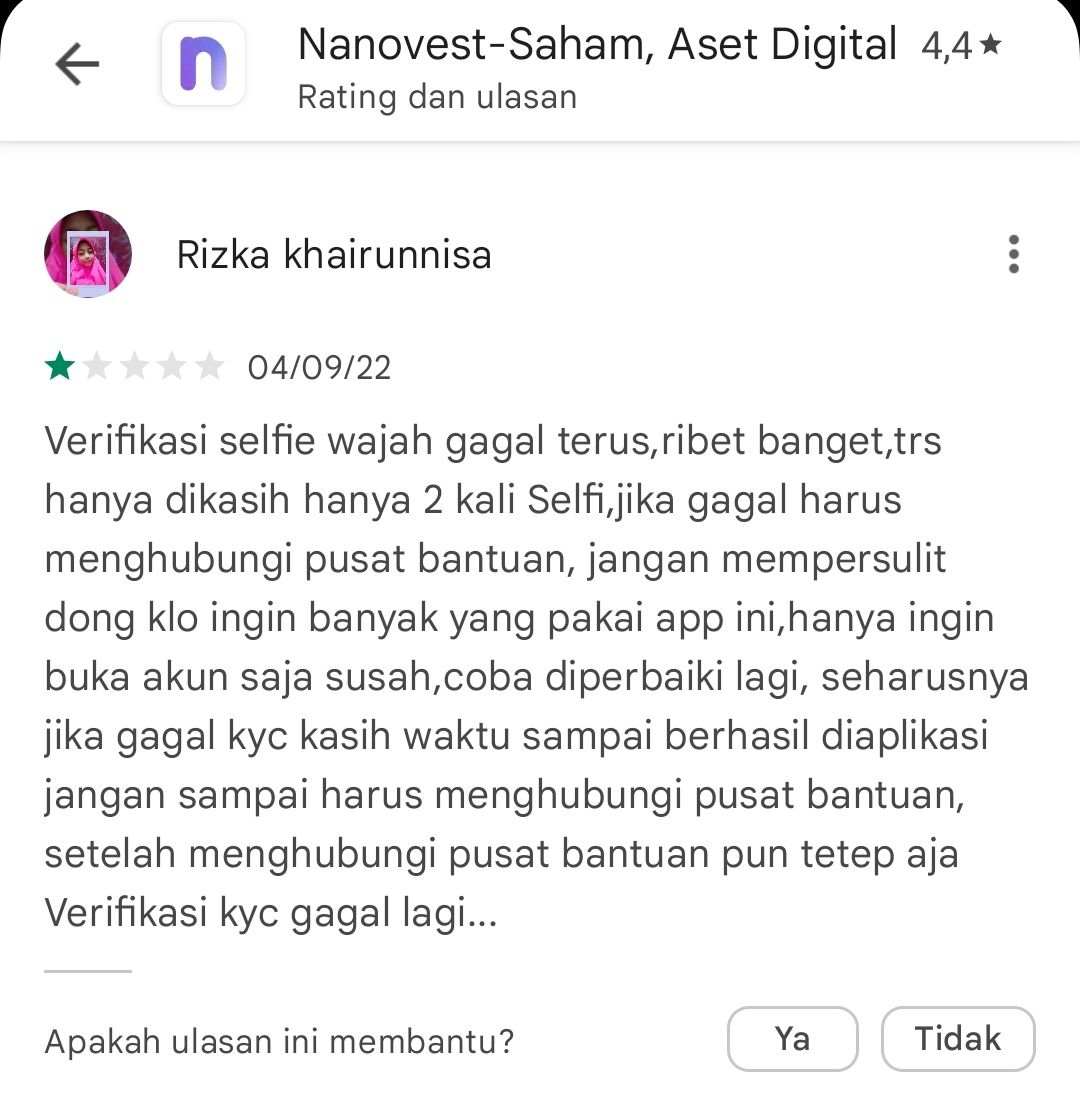Gimana Nih Nanovest! Selalu Gagal Verifikasi