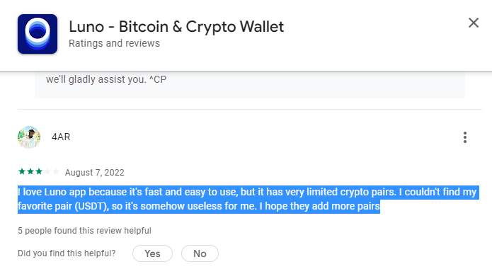 Instrumen Pilihan Kripto di LUNO Sangat Terbatas, Pengguna Kecewa!!