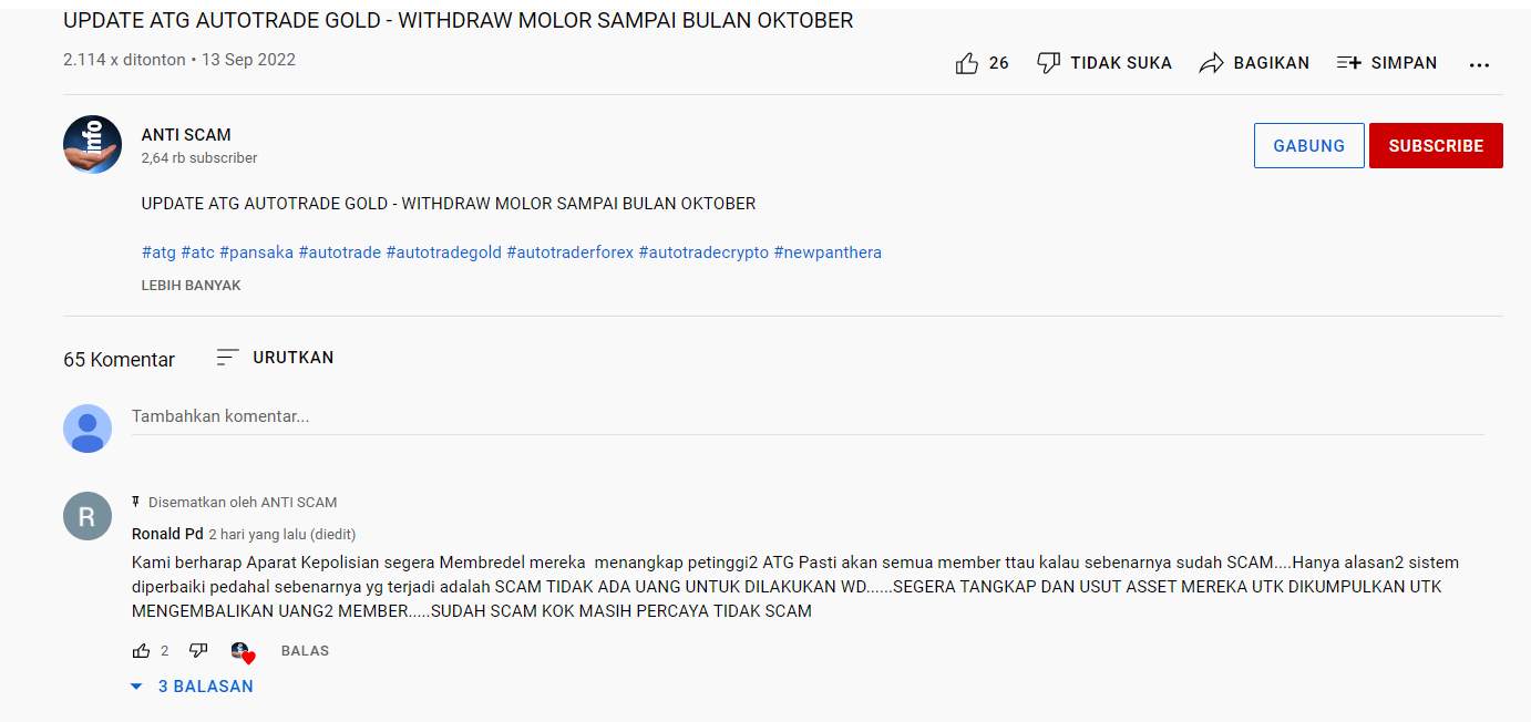 Semoga Aparat Kepolisian Segera Menindaklanjuti Kasus Robot Trading ATG